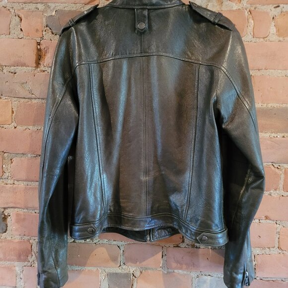 Banana Republic Grey Leather Moto Jacket - Picture 3 of 7